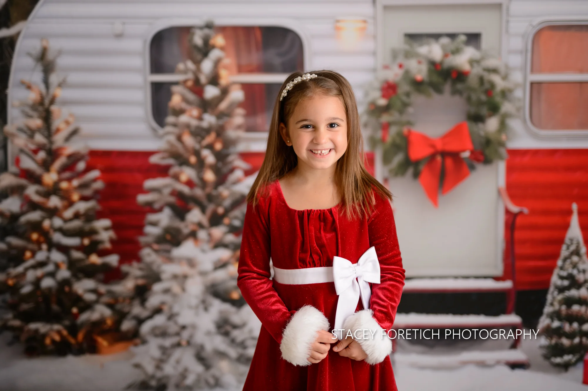 Kate Christmas Red Camping Car Winter Backdrop for Photography - Image 4