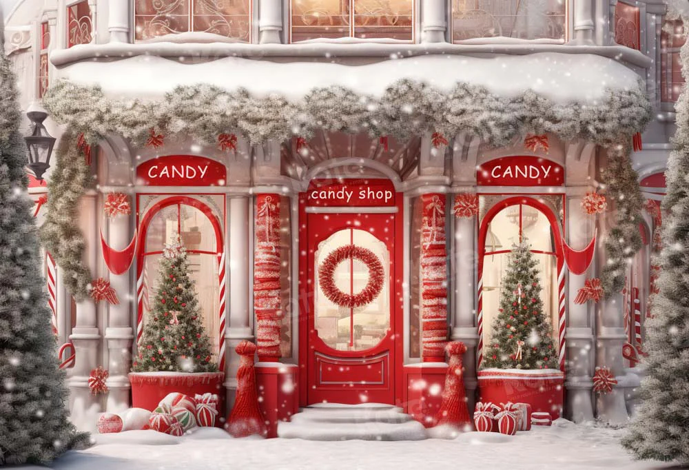 Kate Christmas Red Candy Shop Backdrop Designed by Chain Photography - Image 2