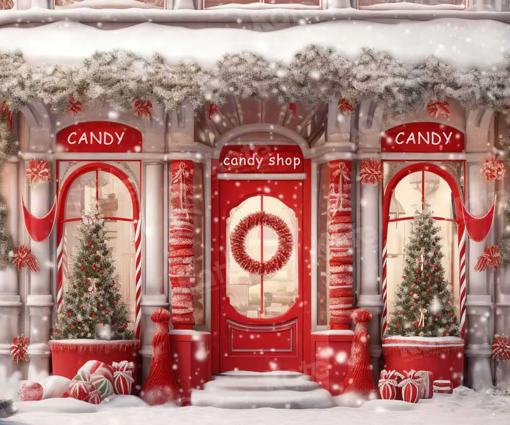 Kate Christmas Red Candy Shop Backdrop Designed by Chain Photography - Image 5
