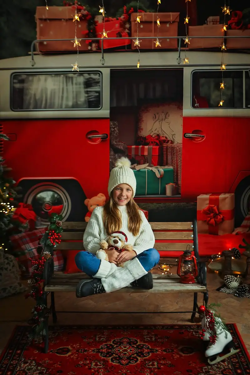 Kate Christmas Red Car Gifts Backdrop for Photography - Image 3