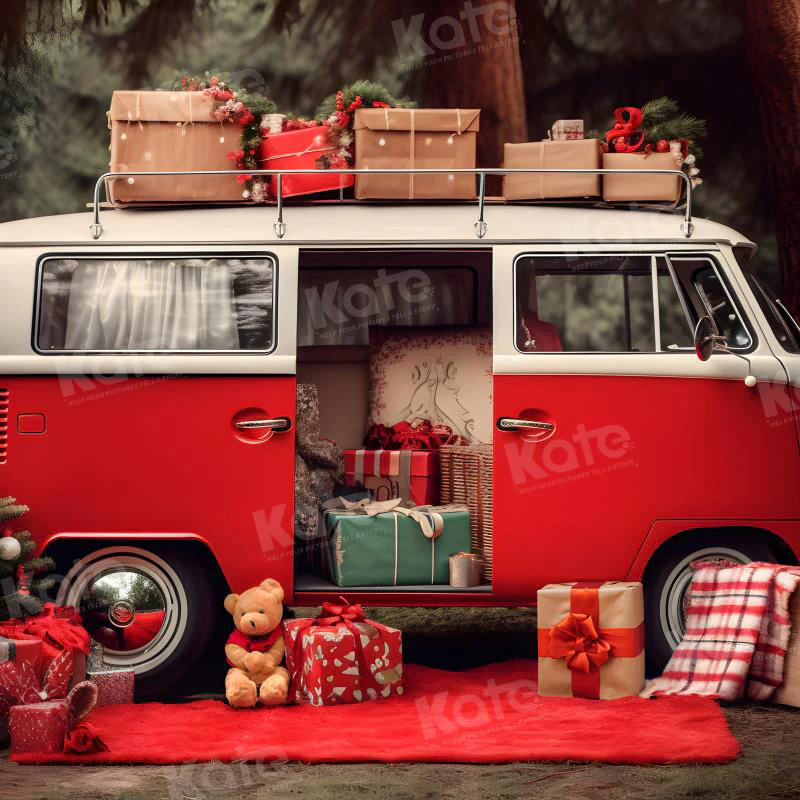 Kate Christmas Red Car Gifts Backdrop for Photography - Image 4