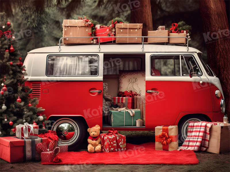 Kate Christmas Red Car Gifts Backdrop for Photography - Image 5