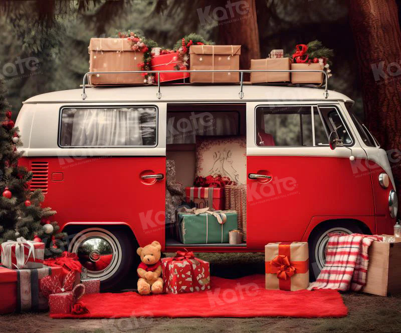 Kate Christmas Red Car Gifts Backdrop for Photography - Image 6