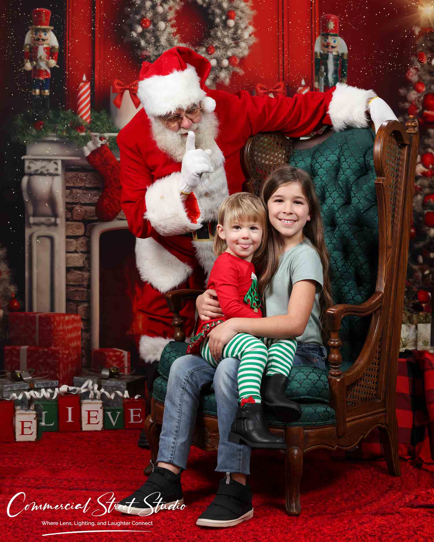 Kate Christmas Red Fireplace Tree Backdrop Designed by Chain Photography - Image 5