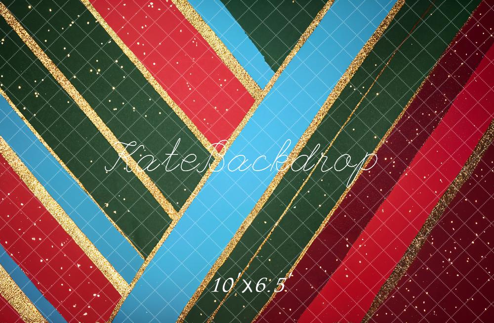 Kate Christmas Red Green Blue Diagonal Lines Fleece Backdrop Designed by Emetselch - Image 2