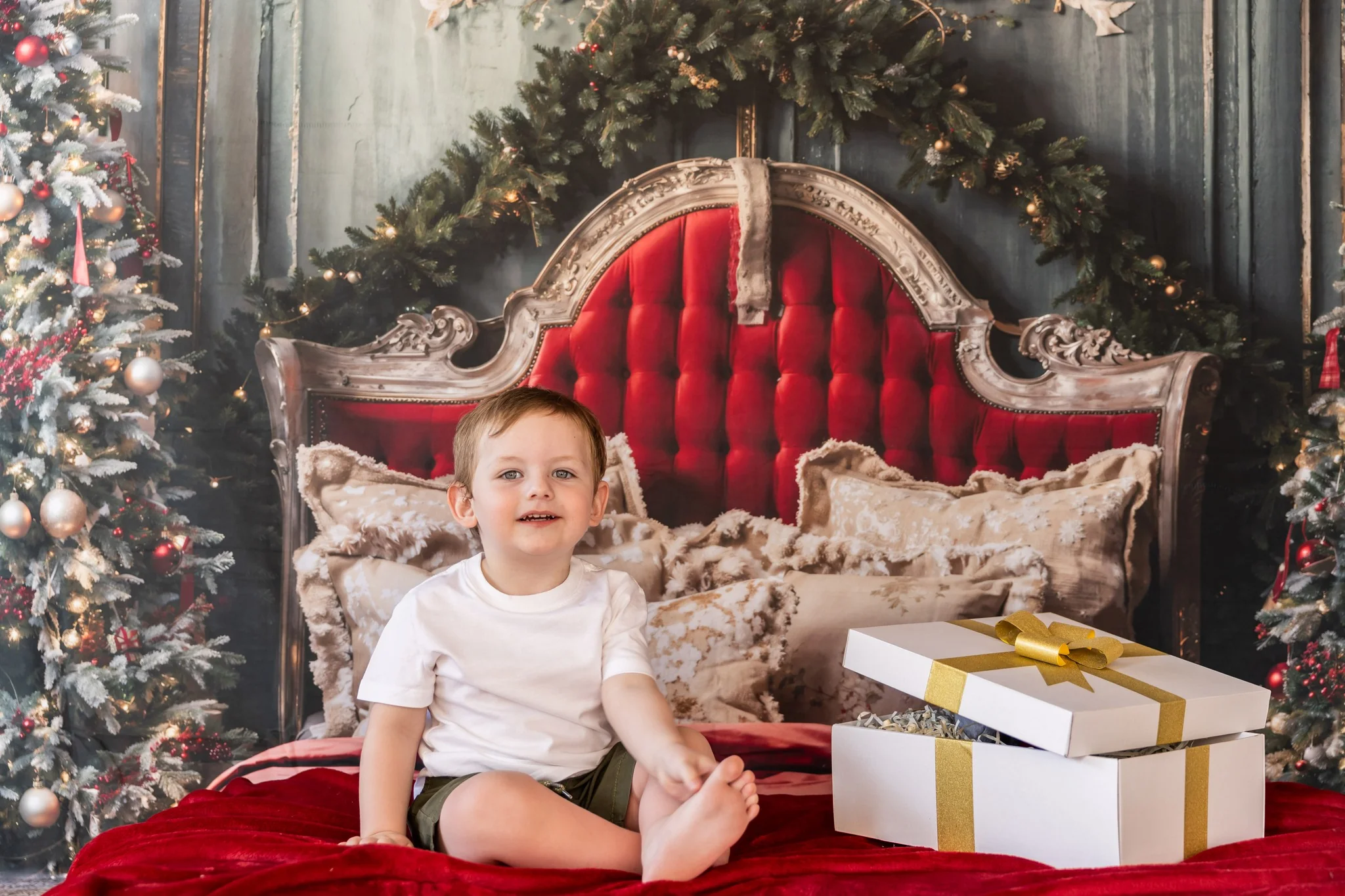 Kate Red Christmas Headboard Green Wall Tree Backdrop Designed by Emetselch - Image 3