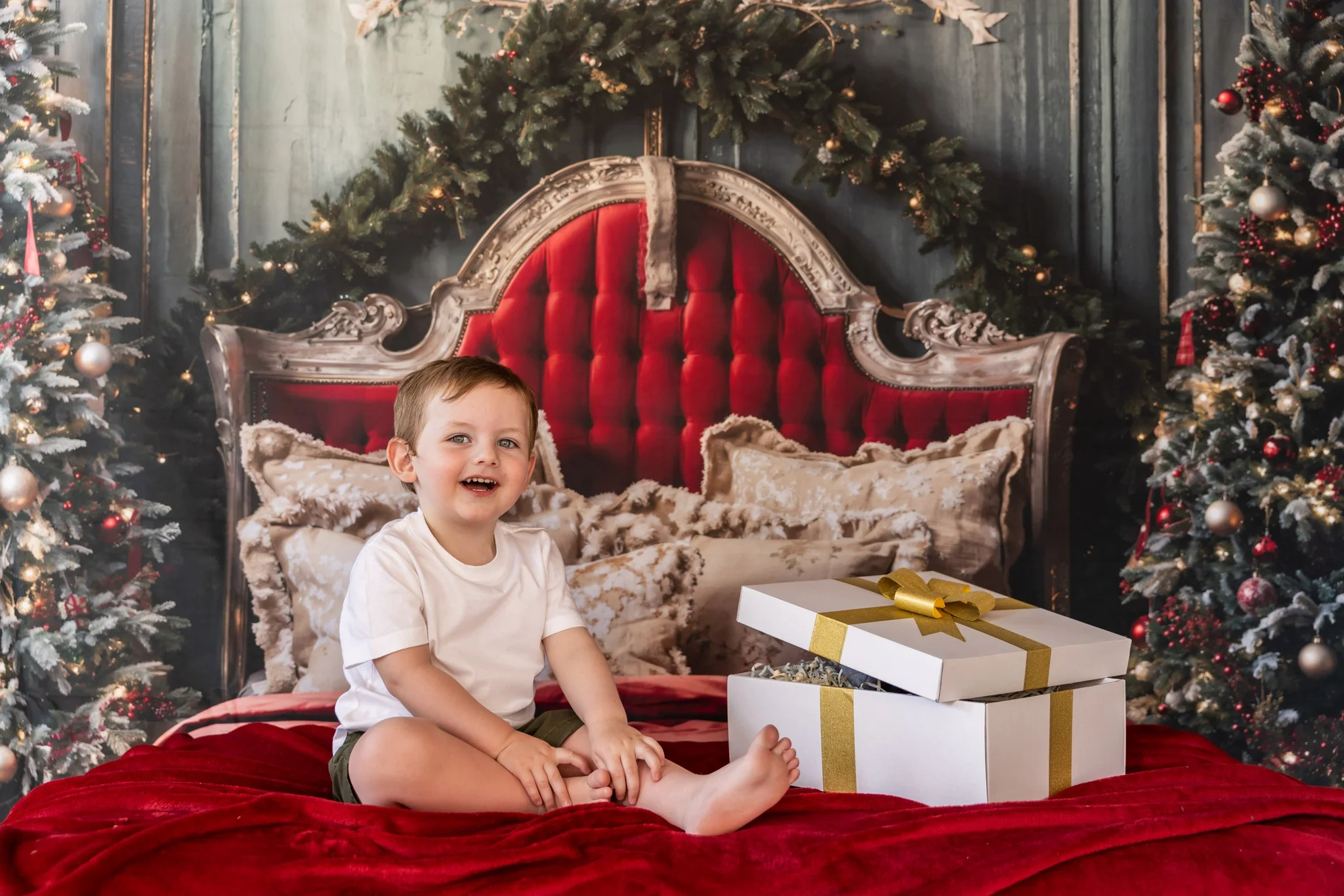 Kate Red Christmas Headboard Green Wall Tree Backdrop Designed by Emetselch - Image 4