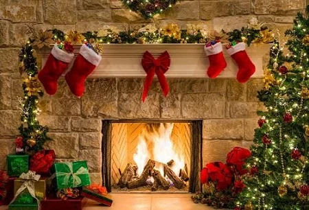 Kate Christmas Red Socks with Fireplace Backdrop for Photography - Image 2