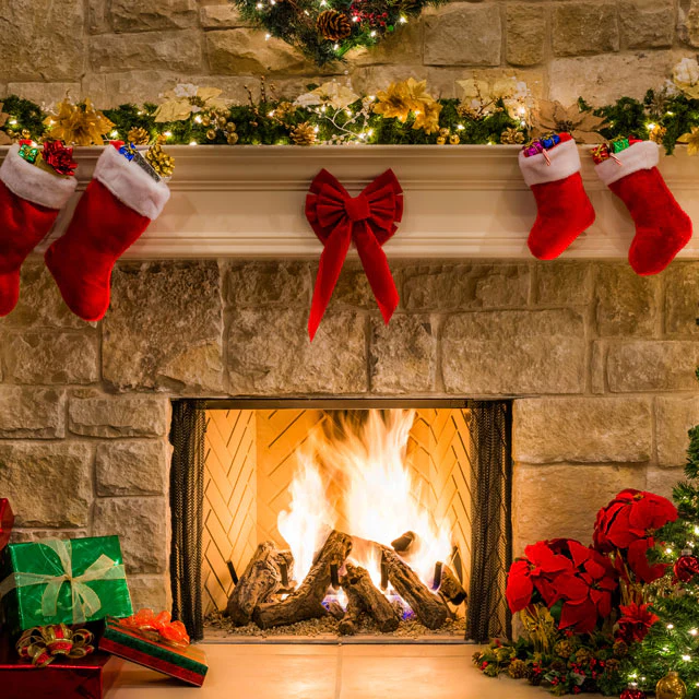 Kate Christmas Red Socks with Fireplace Backdrop for Photography - Image 4