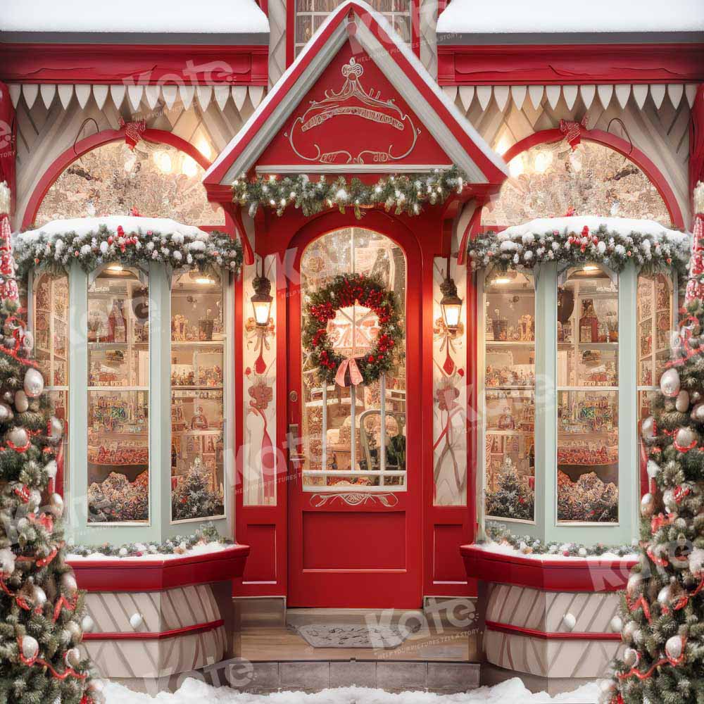 Kate Christmas Red Store Backdrop Designed by Emetselch - Image 2