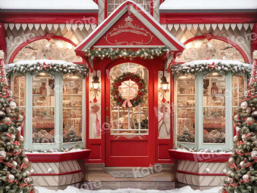 Kate Christmas Red Store Backdrop Designed by Emetselch - Image 3