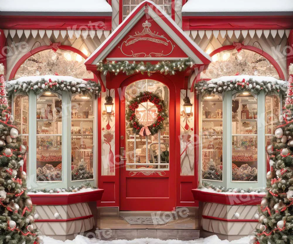 Kate Christmas Red Store Backdrop Designed by Emetselch - Image 4