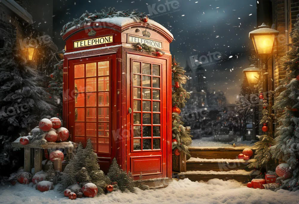 Kate Christmas Red Telephone Backdrop Designed by Emetselch - Image 2