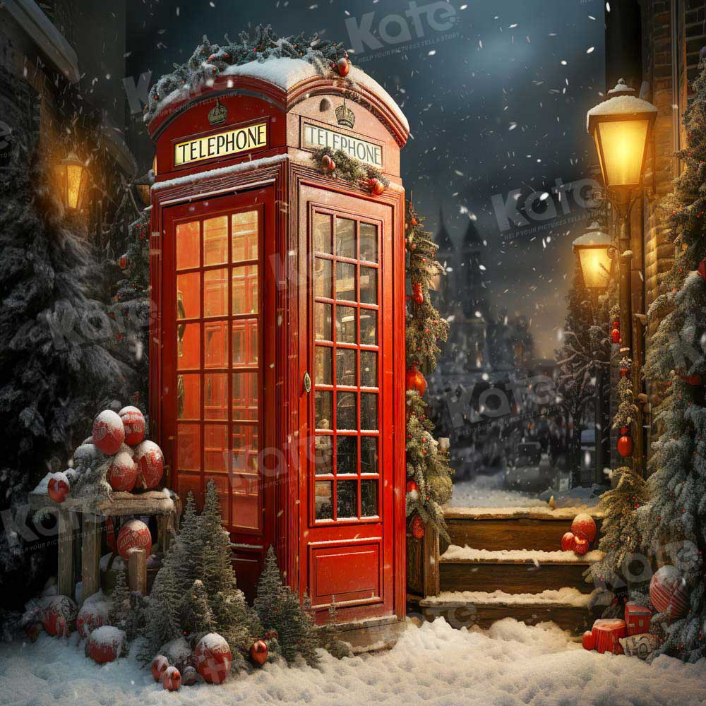 Kate Christmas Red Telephone Backdrop Designed by Emetselch - Image 4