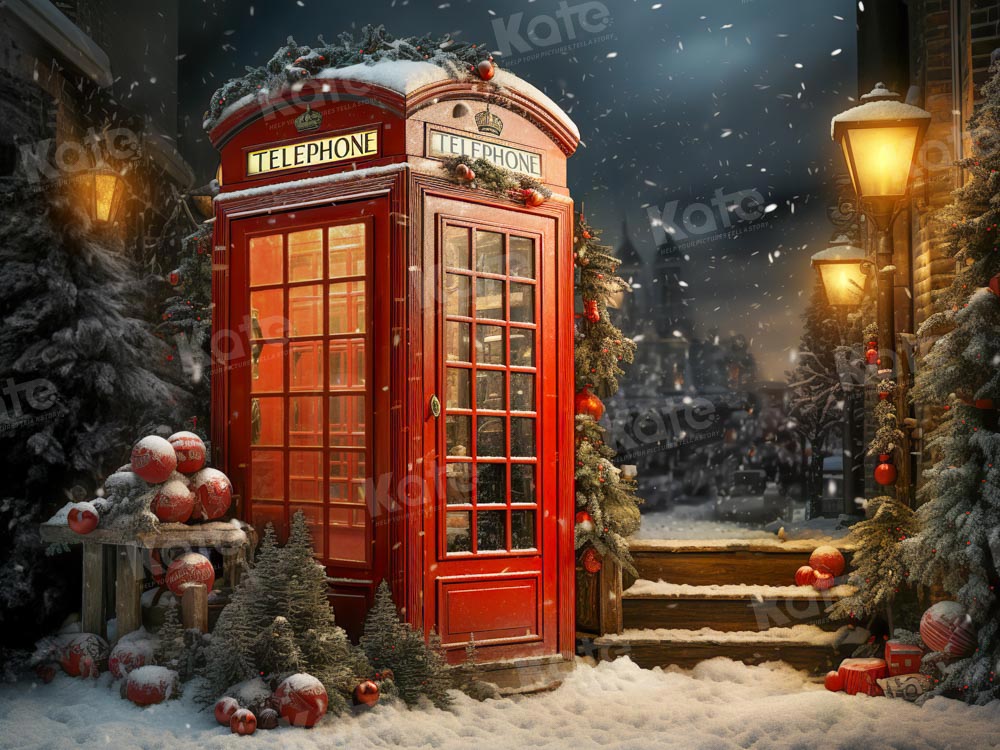 Kate Christmas Red Telephone Backdrop Designed by Emetselch - Image 5