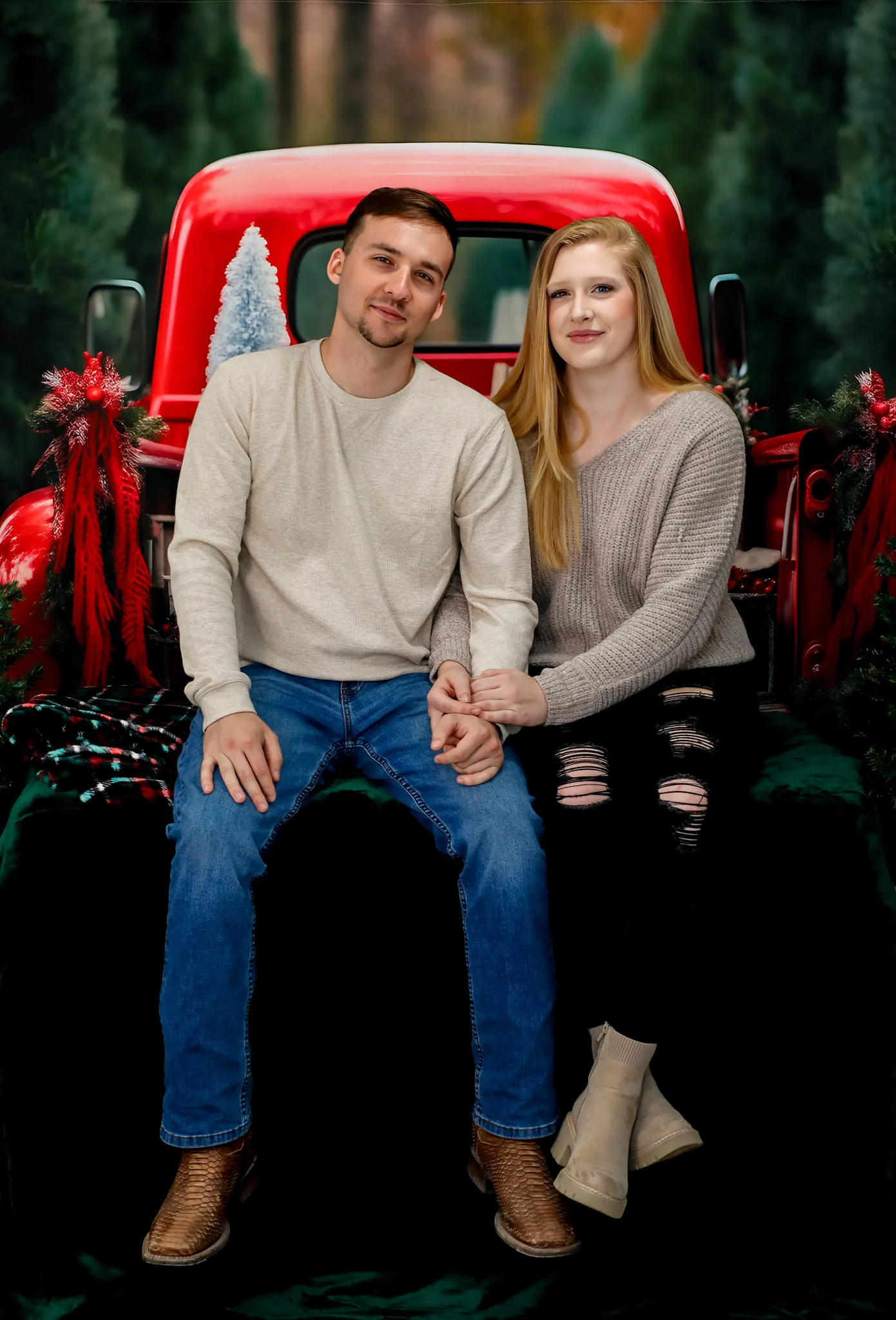 Kate Christmas Red Truck Backdrop for Photography - Image 3