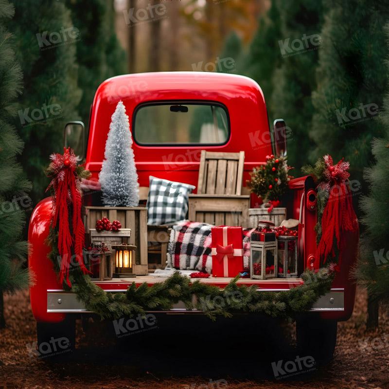Kate Christmas Red Truck Backdrop for Photography - Image 4