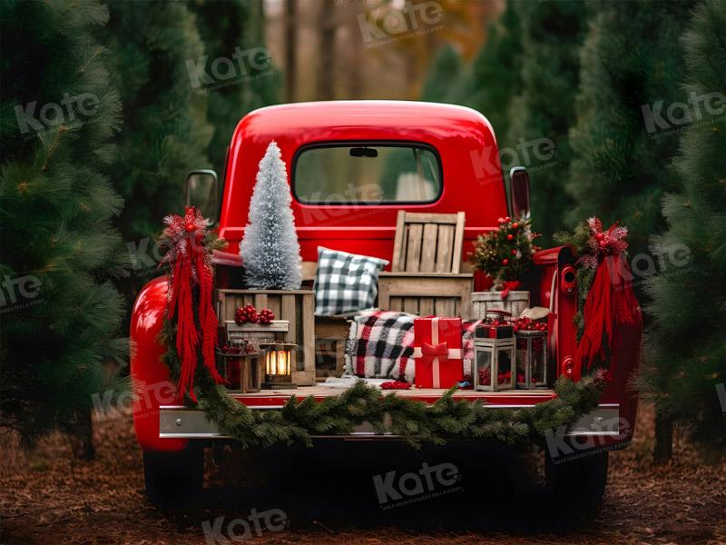 Kate Christmas Red Truck Backdrop for Photography - Image 5