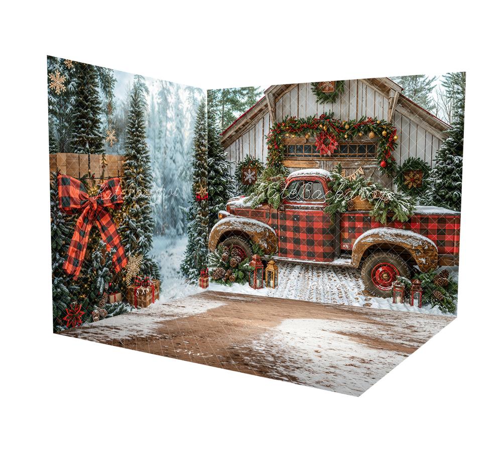 Kate Christmas Red Truck Cabin Snow Room Set - Image 2