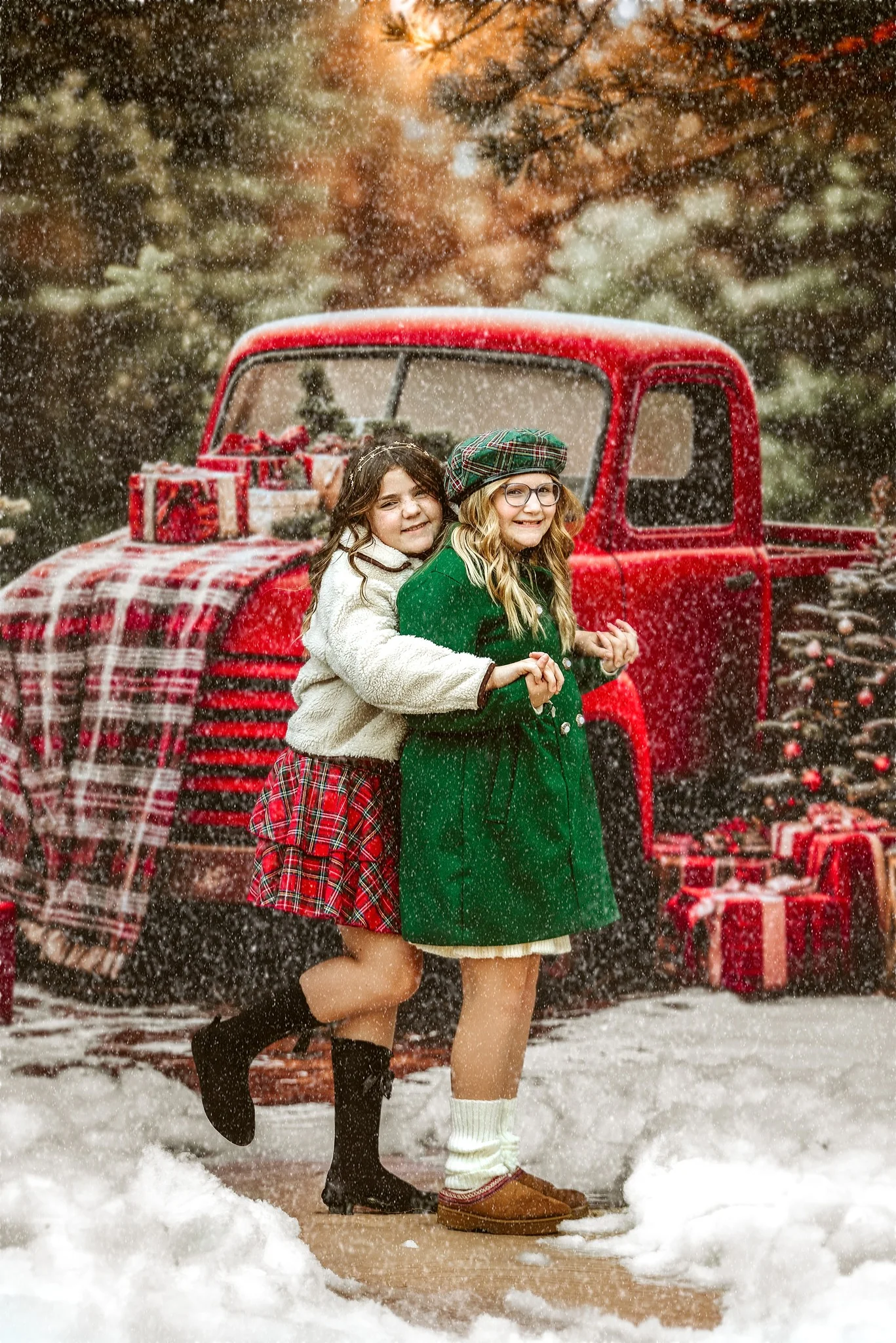 Kate Christmas Red Truck Forest Backdrop Designed by Emetselch - Image 3