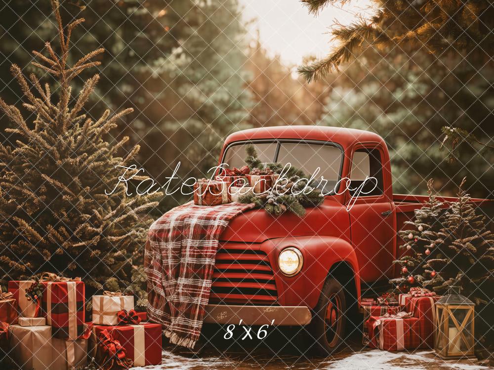 Kate Christmas Red Truck Forest Backdrop Designed by Emetselch - Image 5