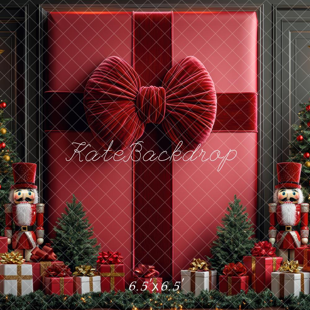 Kate Christmas Red Wall Nutcracker Gifts Backdrop Designed by Mini MakeBelieve - Image 2