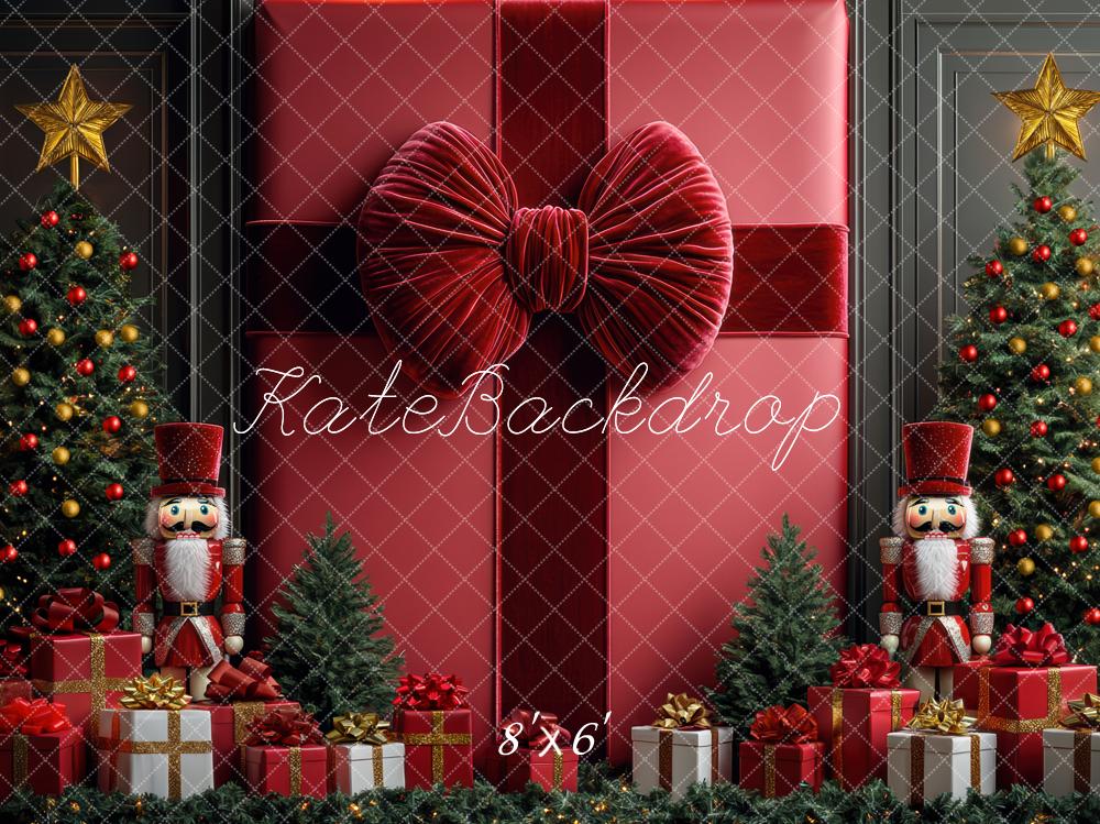 Kate Christmas Red Wall Nutcracker Gifts Backdrop Designed by Mini MakeBelieve - Image 3