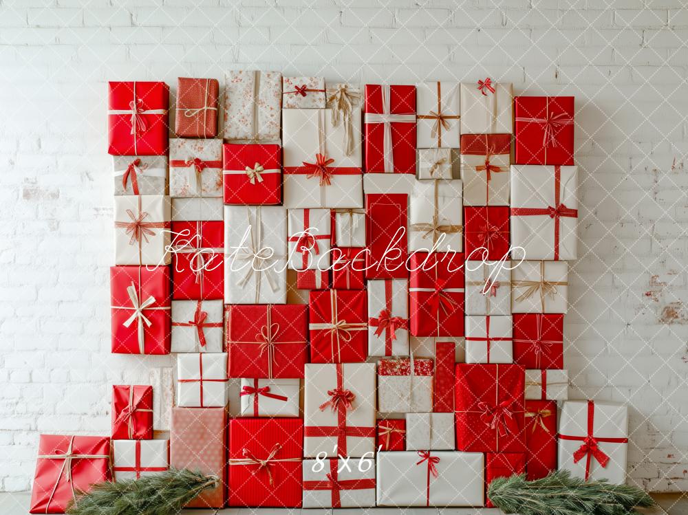 Kate Christmas Red White Gift Wall Backdrop Designed by Patty Robert - Image 3