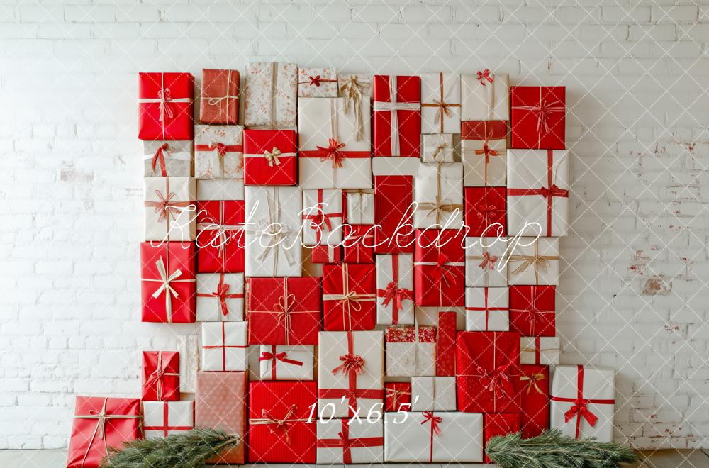 Kate Christmas Red White Gift Wall Backdrop Designed by Patty Robert - Image 4