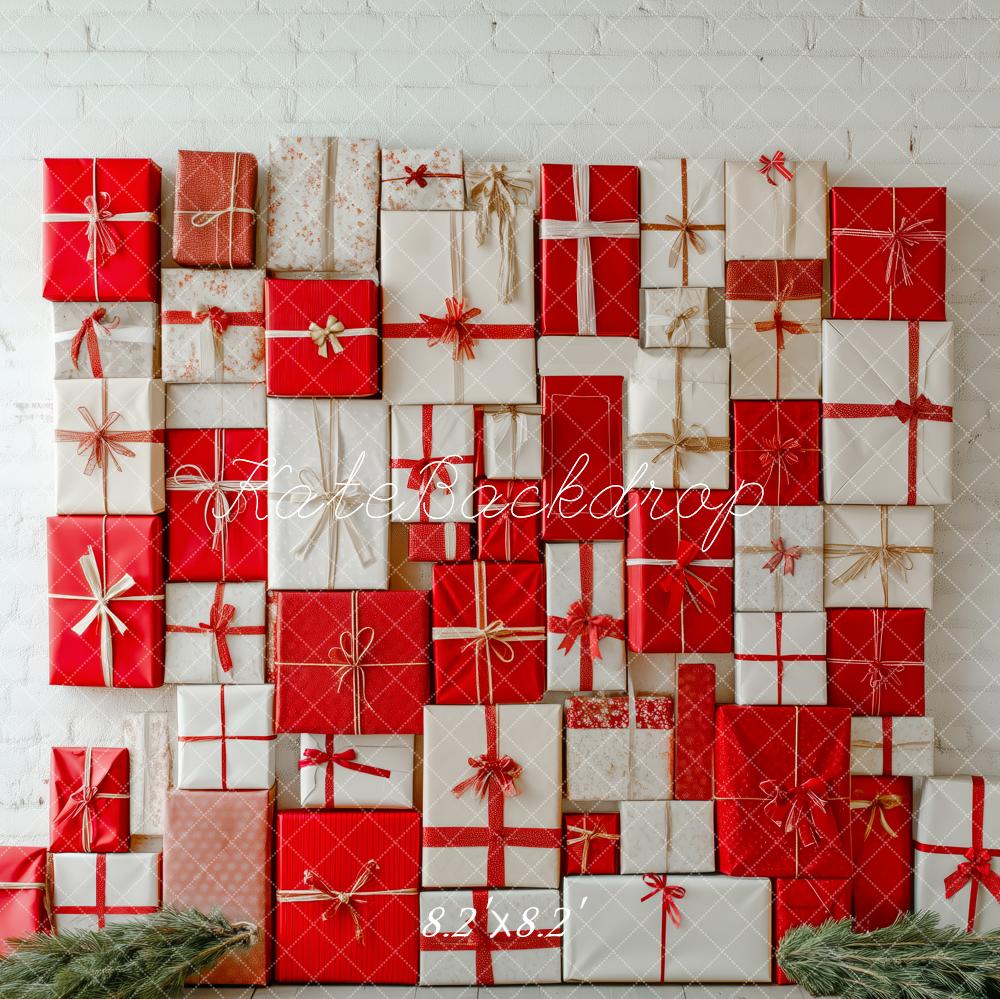 Kate Christmas Red White Gift Wall Backdrop Designed by Patty Robert - Image 5