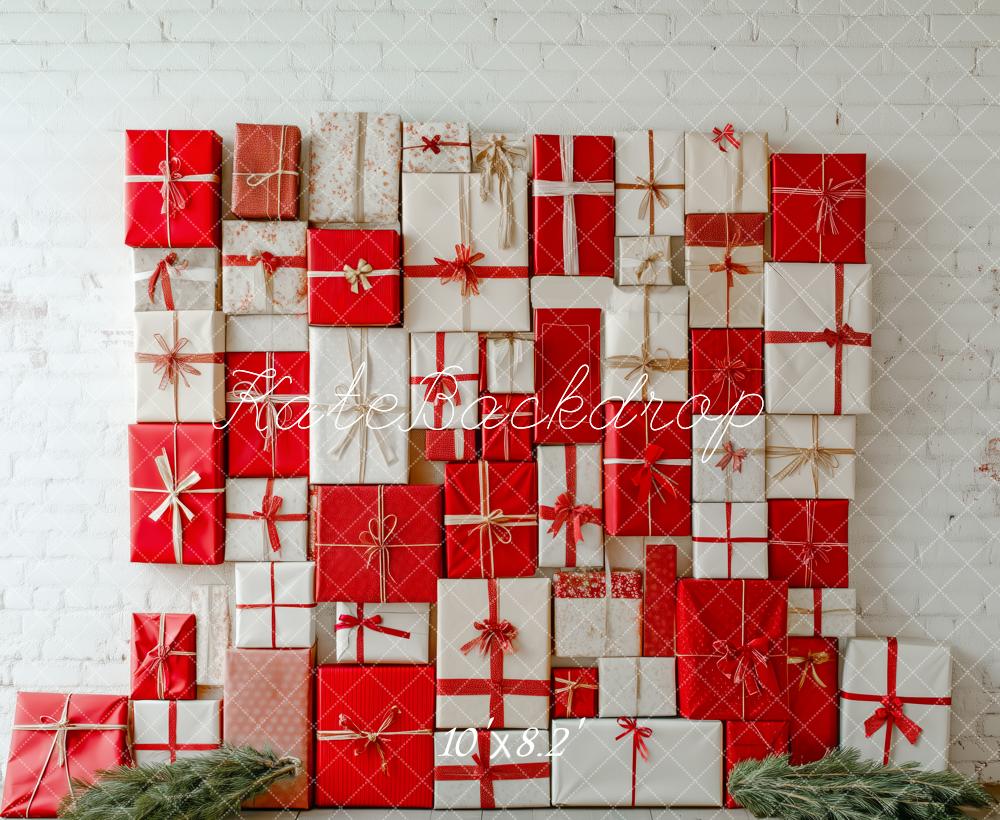 Kate Christmas Red White Gift Wall Backdrop Designed by Patty Robert - Image 6