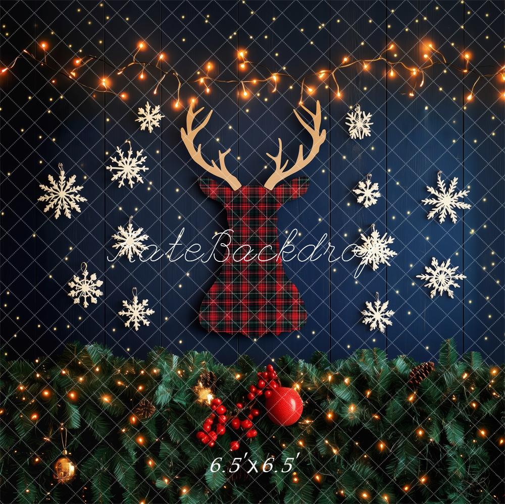 Kate Christmas Reindeer Snowflake Lights Backdrop Designed by Patty Robert - Image 2