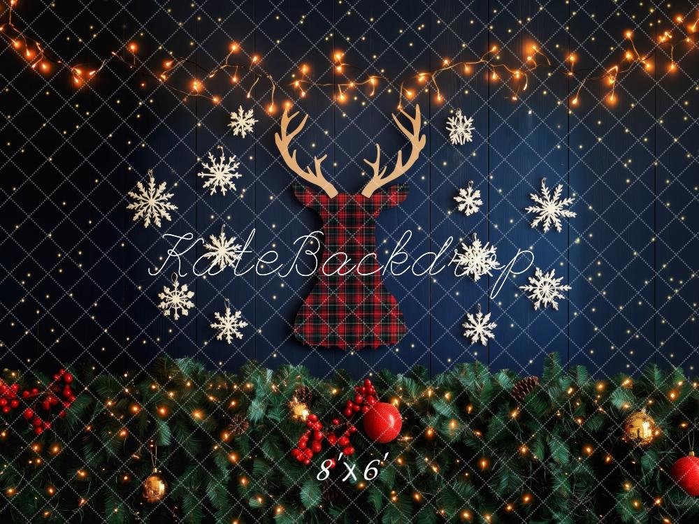 Kate Christmas Reindeer Snowflake Lights Backdrop Designed by Patty Robert - Image 3