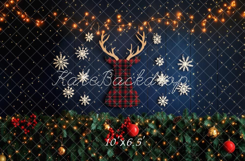 Kate Christmas Reindeer Snowflake Lights Backdrop Designed by Patty Robert - Image 4