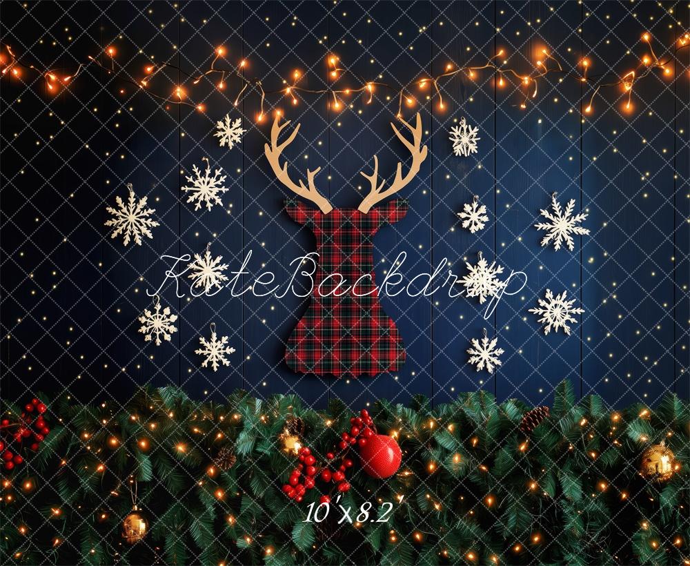 Kate Christmas Reindeer Snowflake Lights Backdrop Designed by Patty Robert - Image 5