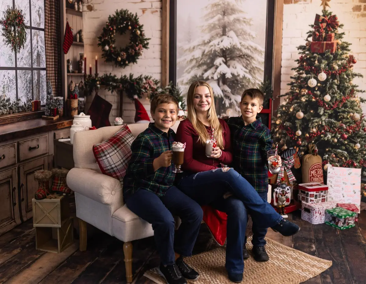 Kate Retro Brown Christmas Kitchen Backdrop Designed by Emetselch - Image 4