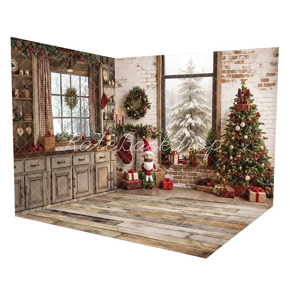 Kate Retro Brown Christmas Kitchen Room Set - Image 2