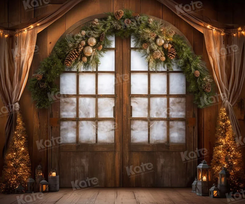 Kate Christmas Retro Door Room Backdrop for Photography - Image 2