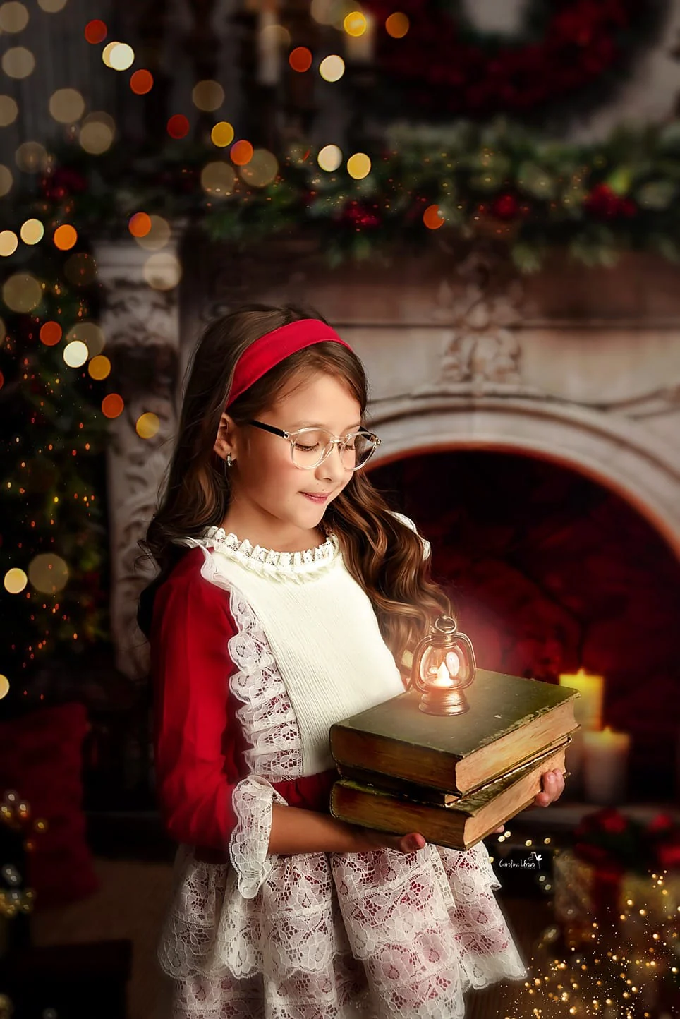 Kate Christmas Retro Fireplace Backdrop Designed by Emetselch - Image 3