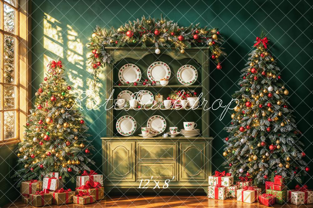 Kate Christmas Retro Green Cabinet Wall Backdrop Designed by Emetselch - Image 7