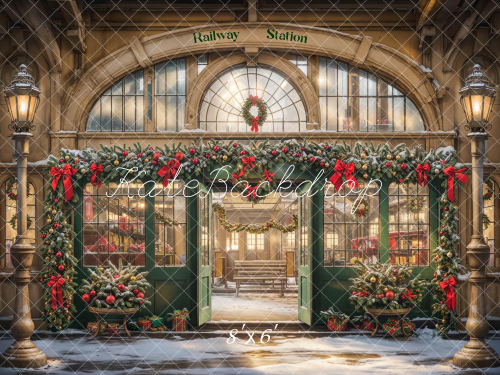 Kate Christmas Retro Railway Station Backdrop Designed by Emetselch - Image 3