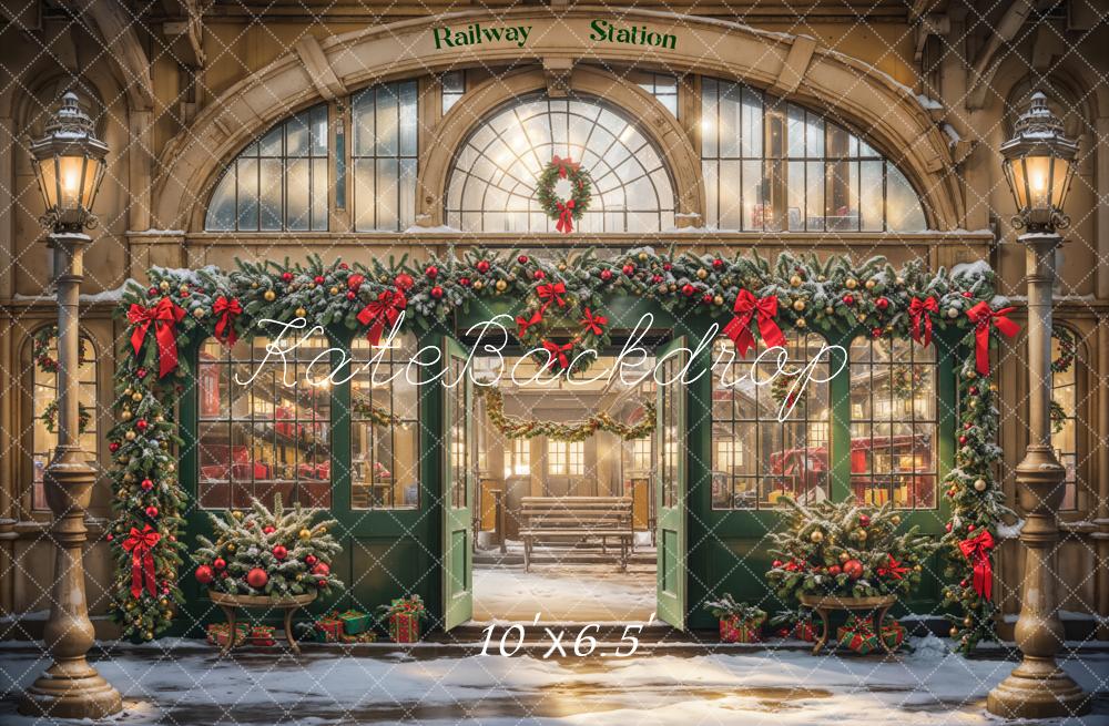 Kate Christmas Retro Railway Station Backdrop Designed by Emetselch - Image 4