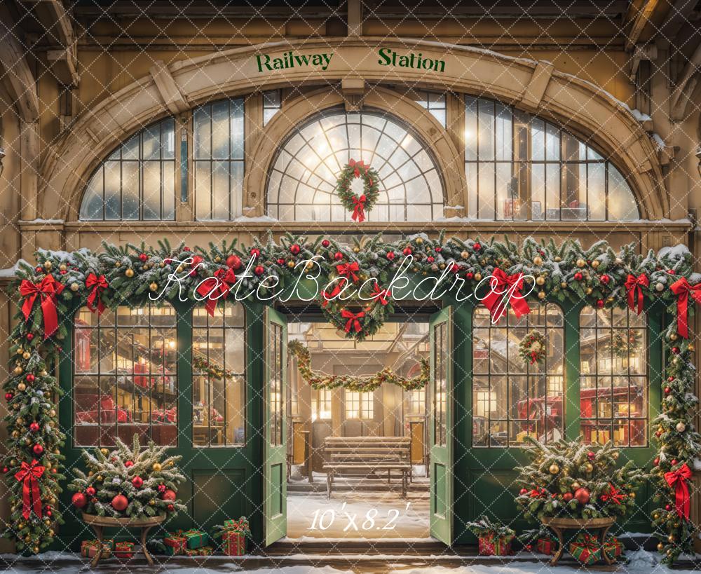 Kate Christmas Retro Railway Station Backdrop Designed by Emetselch - Image 5