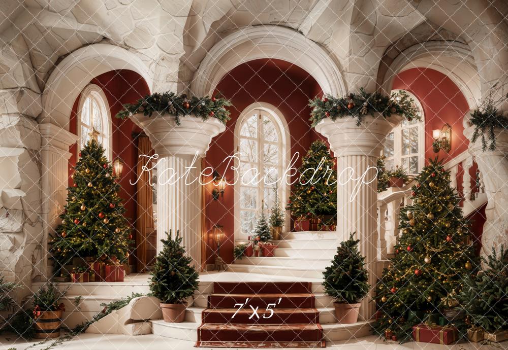 Kate Christmas Retro Staircase Arch Tree Backdrop Designed by Emetselch - Image 2