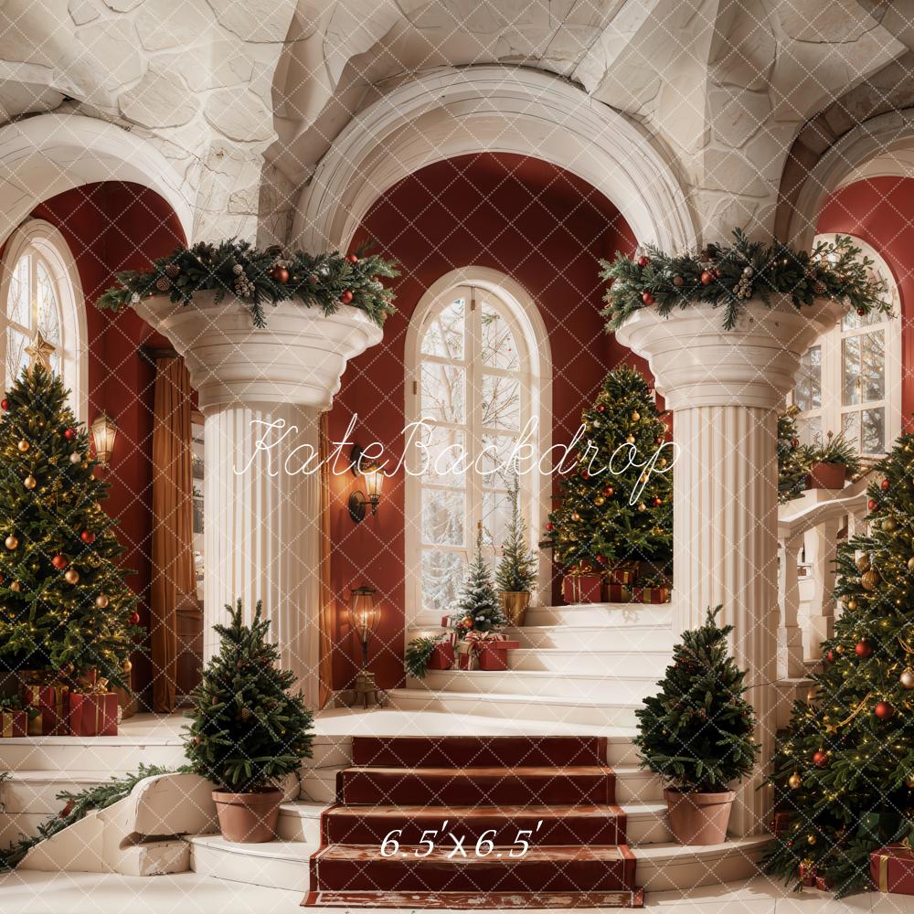 Kate Christmas Retro Staircase Arch Tree Backdrop Designed by Emetselch - Image 5