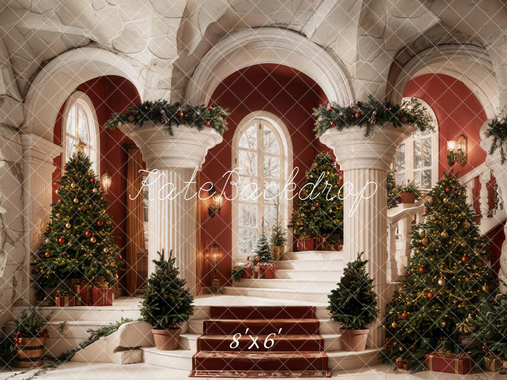 Kate Christmas Retro Staircase Arch Tree Backdrop Designed by Emetselch - Image 6
