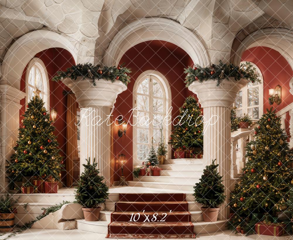 Kate Christmas Retro Staircase Arch Tree Backdrop Designed by Emetselch - Image 8