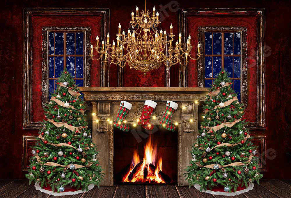 Kate Christmas Room Fireplace Backdrop Designed by Emetselch - Image 2