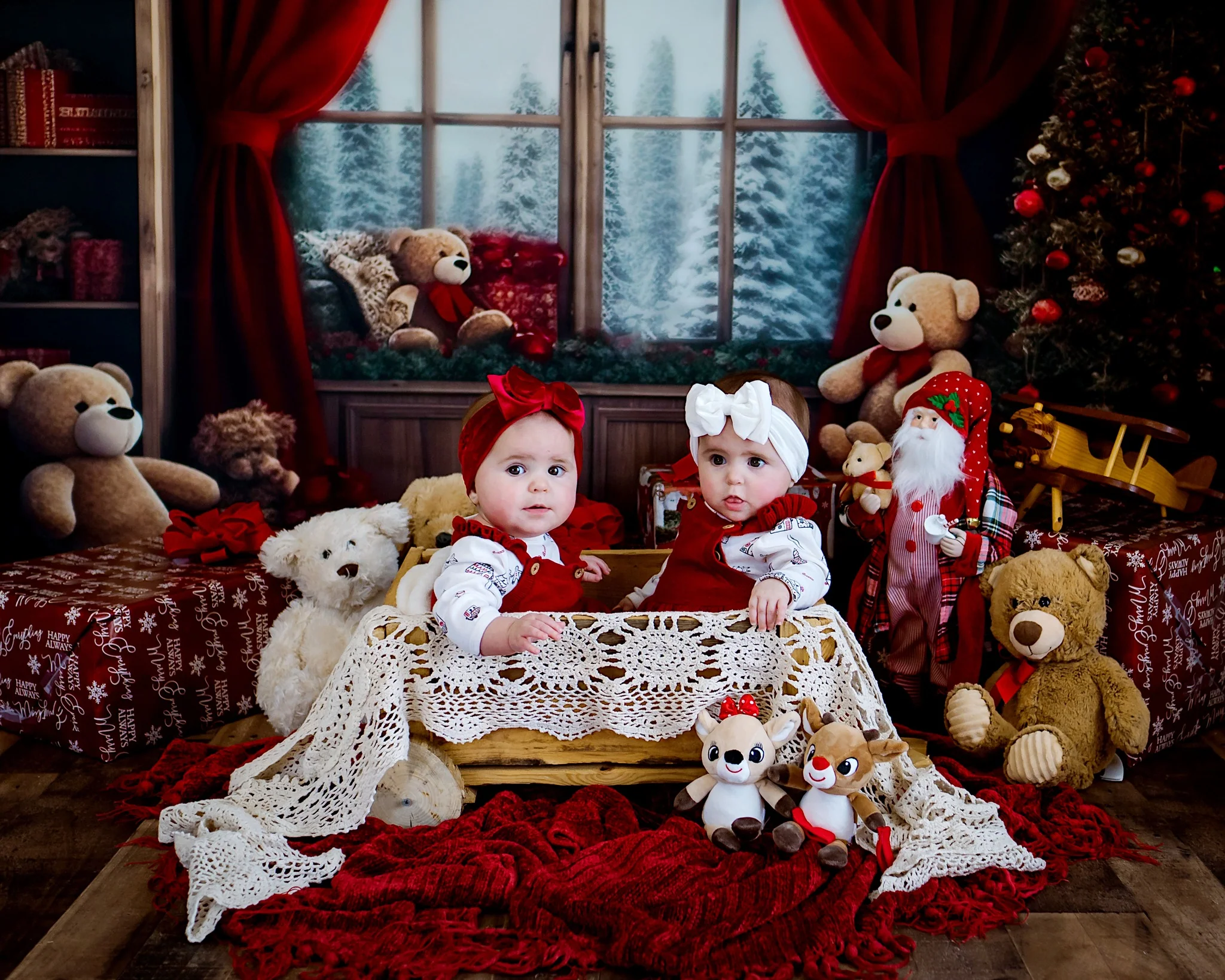 Kate Christmas Room Teddy Bear Window Backdrop Designed by Chain Photography - Image 4