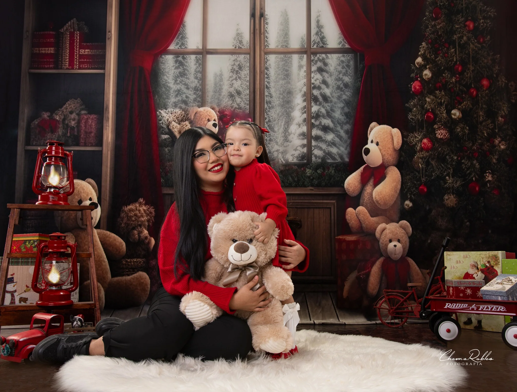 Kate Christmas Room Teddy Bear Window Backdrop Designed by Chain Photography - Image 9